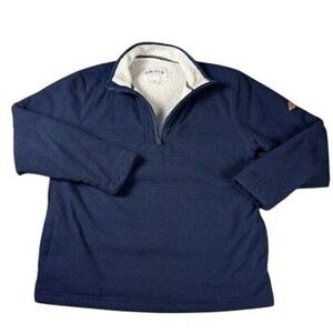 ORVIS Men's Pullover Size Medium Blue Textured 1/4 Zip‎ Sherpa Lined